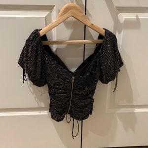 For Love and lemons Ava ruched glitter top